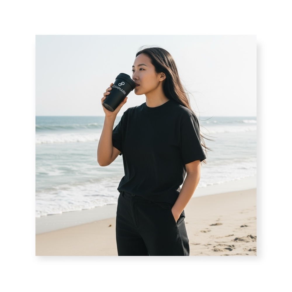 Silipint 𖦹 Ltd Edition Poshmark Swag 𖦹 Logo Hot Cold Cup 𖦹 Black White 𖦹 16 oz